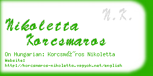 nikoletta korcsmaros business card